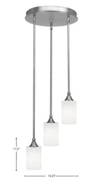 Empire Three Light Cluster Pendalier in Brushed Nickel with 4" White Muslin Shade
