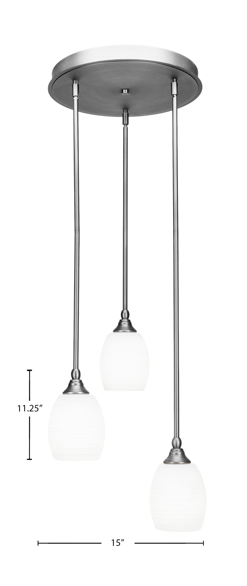 Empire Three Light Pendalier in Brushed Nickel with 5" White Matrix Shade
