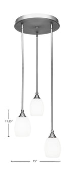 Empire Three Light Pendalier in Brushed Nickel with 5" White Matrix Shade