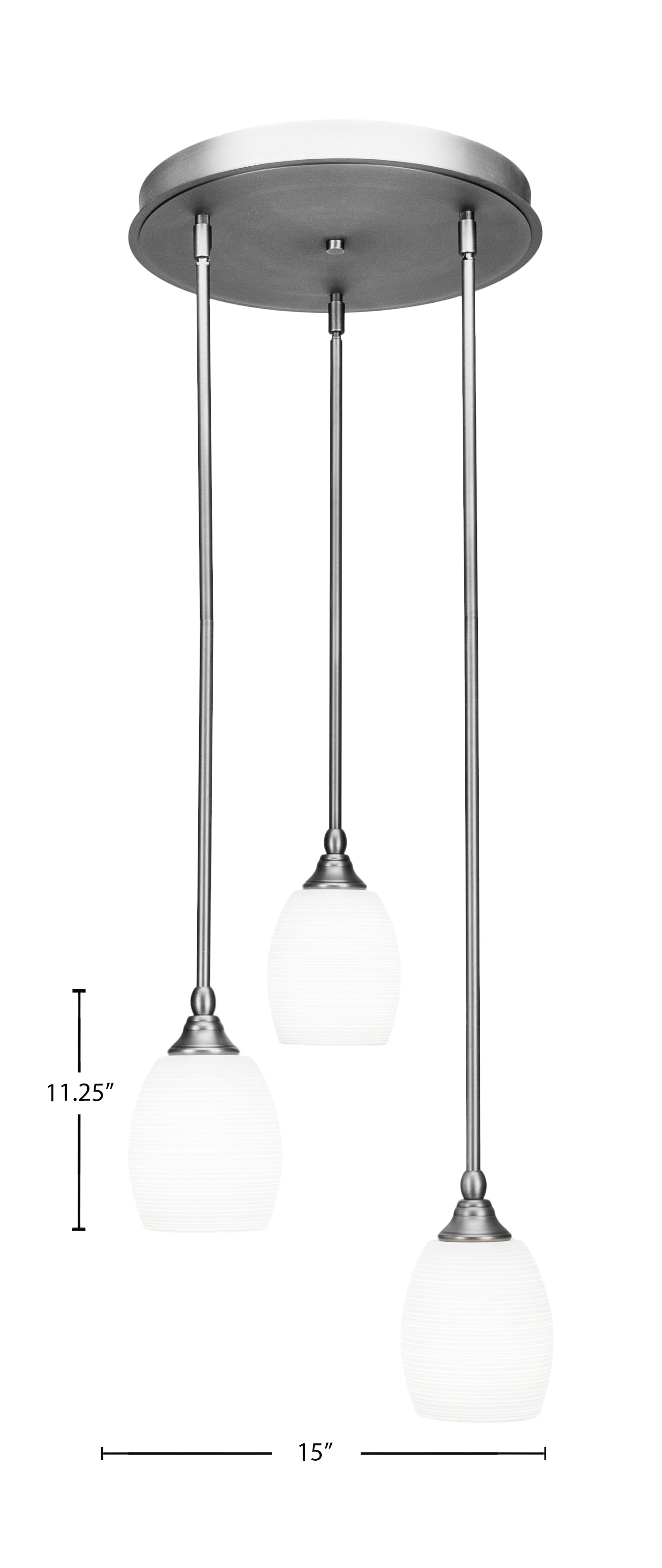 Empire Three Light Pendalier in Brushed Nickel with 5" White Matrix Shade