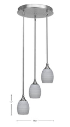Empire Three Light Cluster Pendalier in Brushed Nickel with 5" Gray Matrix Shade