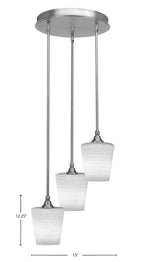 Empire Three Light Cluster Pendalier in Brushed Nickel with 6" White Matrix Shade