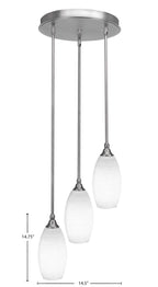Empire Three Light Cluster Pendalier in Brushed Nickel with 5.5" White Matrix Shade