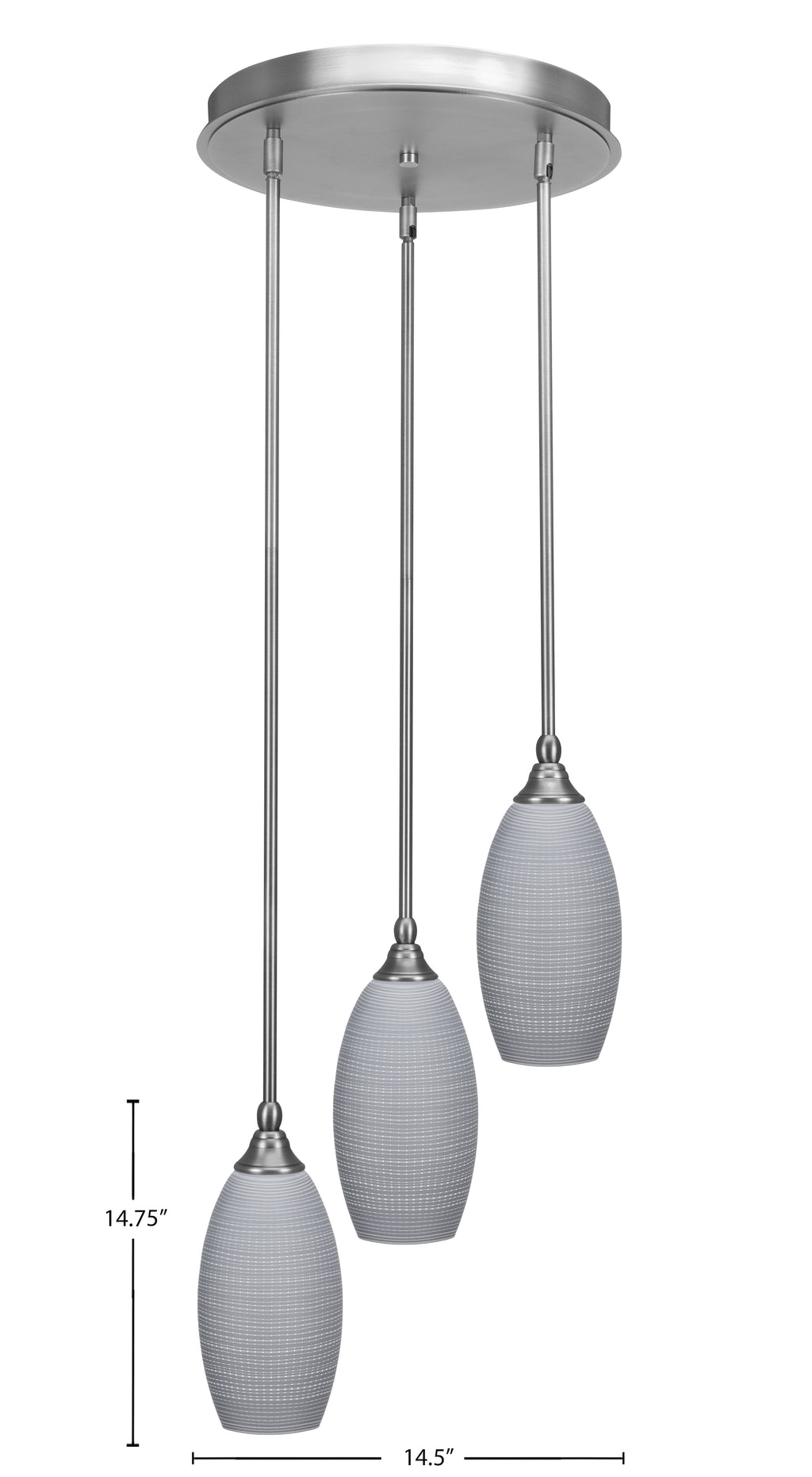 Empire Three Light Cluster Pendalier in Brushed Nickel with 5.5" Gray Matrix Shade