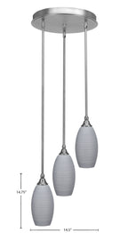 Empire Three Light Cluster Pendalier in Brushed Nickel with 5.5" Gray Matrix Shade