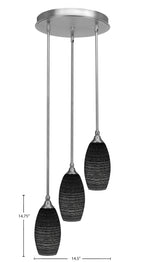 Empire Three Light Cluster Pendalier in Brushed Nickel with 5.5" Black Matrix Shade