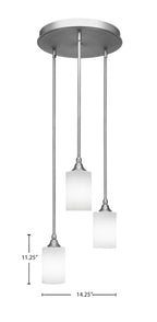 Empire Three Light Cluster Pendalier in Brushed Nickel with 4" White Matrix Shade