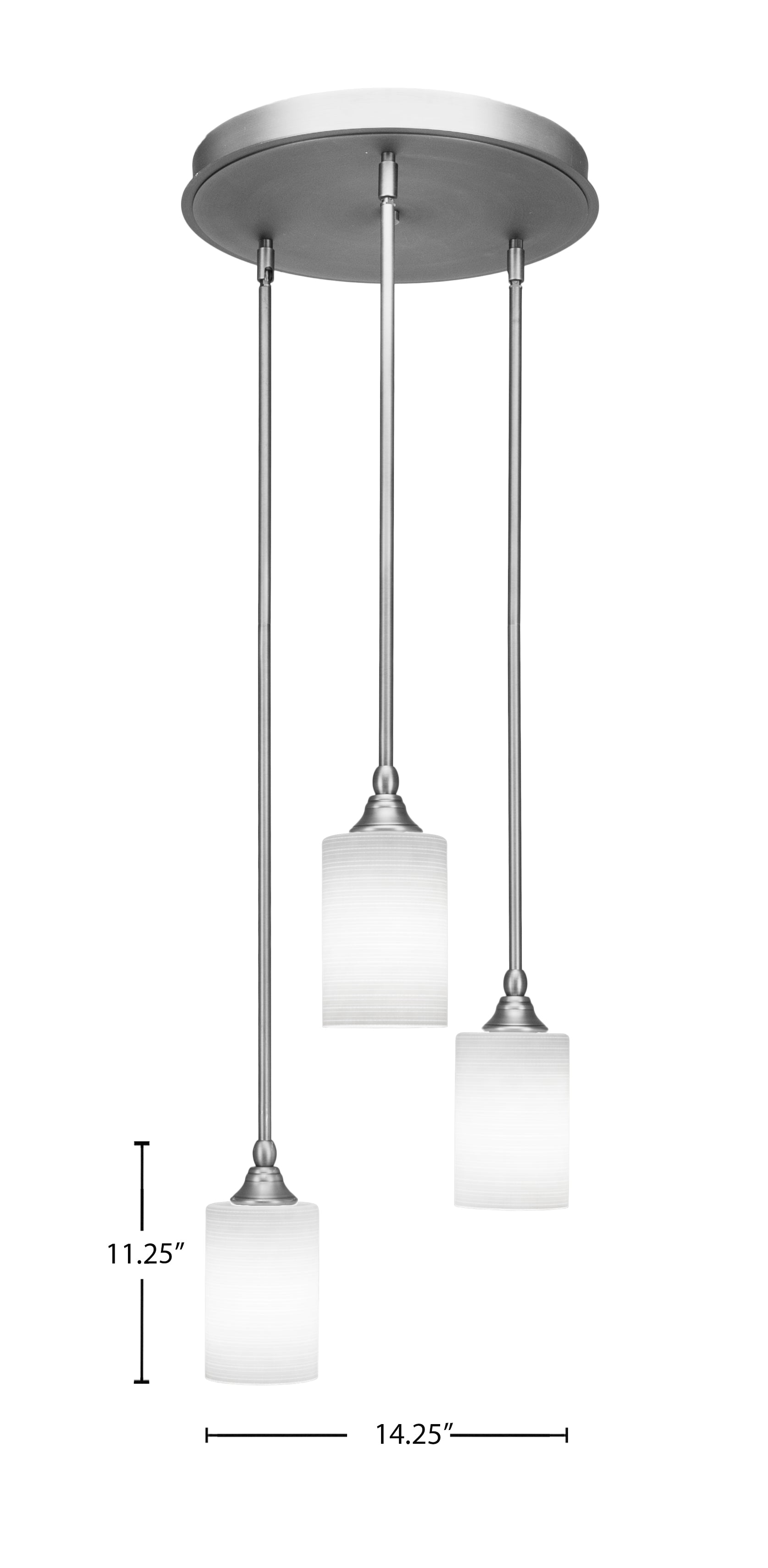 Empire Three Light Cluster Pendalier in Brushed Nickel with 4" White Matrix Shade