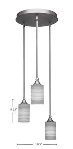 Empire Three Light Cluster Pendalier in Brushed Nickel with 4" Gray Matrix Shade