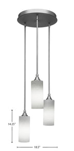 Empire Three Light Cluster Pendalier in Brushed Nickel with 4" White Matrix Shade