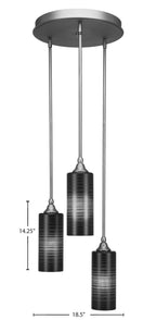 Empire Three Light Cluster Pendalier in Brushed Nickel with 4" Black Matrix Shade