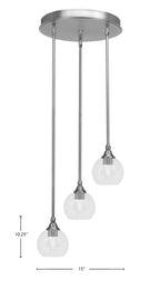 Empire Three Light Cluster Pendalier in Brushed Nickel with 5.75" Clear Bubble Shade