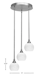 Empire Three Light Cluster Pendalier in Brushed Nickel with 5.75" White Marble Shade