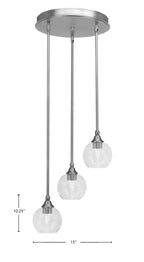 Empire Three Light Cluster Pendalier in Brushed Nickel with 5.75" Smoke Bubble Shade