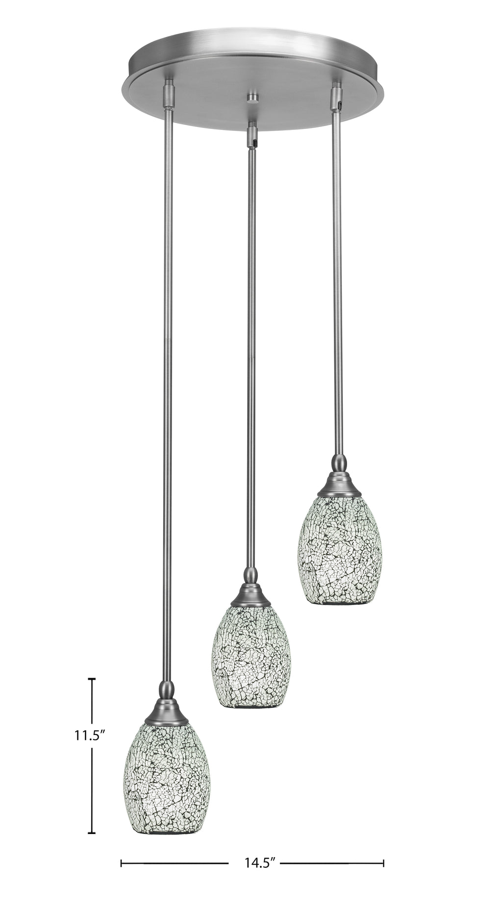 Empire Three Light Cluster Pendalier in Brushed Nickel with 5" Black Fusion Shade