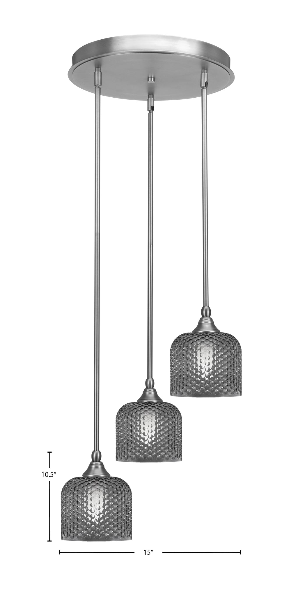 Empire Three Light Pendalier in Brushed Nickel with Turquoise Textured Shade