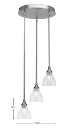 Empire Three Light Cluster Pendalier in Brushed Nickel with 6.25" Clear Bubble Shade