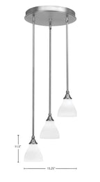 Empire Three Light Cluster Pendalier in Brushed Nickel with 6.25" White Marble Shade