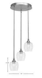 Empire Three Light Cluster Pendalier in Brushed Nickel with 6" Clear Bubble Shade