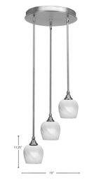 Empire Three Light Cluster Pendalier in Brushed Nickel with 6" White Marble Shade