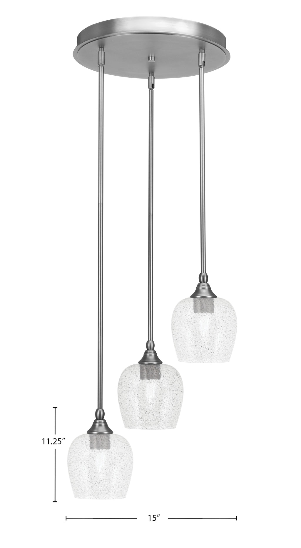 Empire Three Light Cluster Pendalier in Brushed Nickel with 6" Smoke Bubble Shade