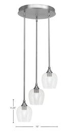 Empire Three Light Cluster Pendalier in Brushed Nickel with 6" Smoke Bubble Shade