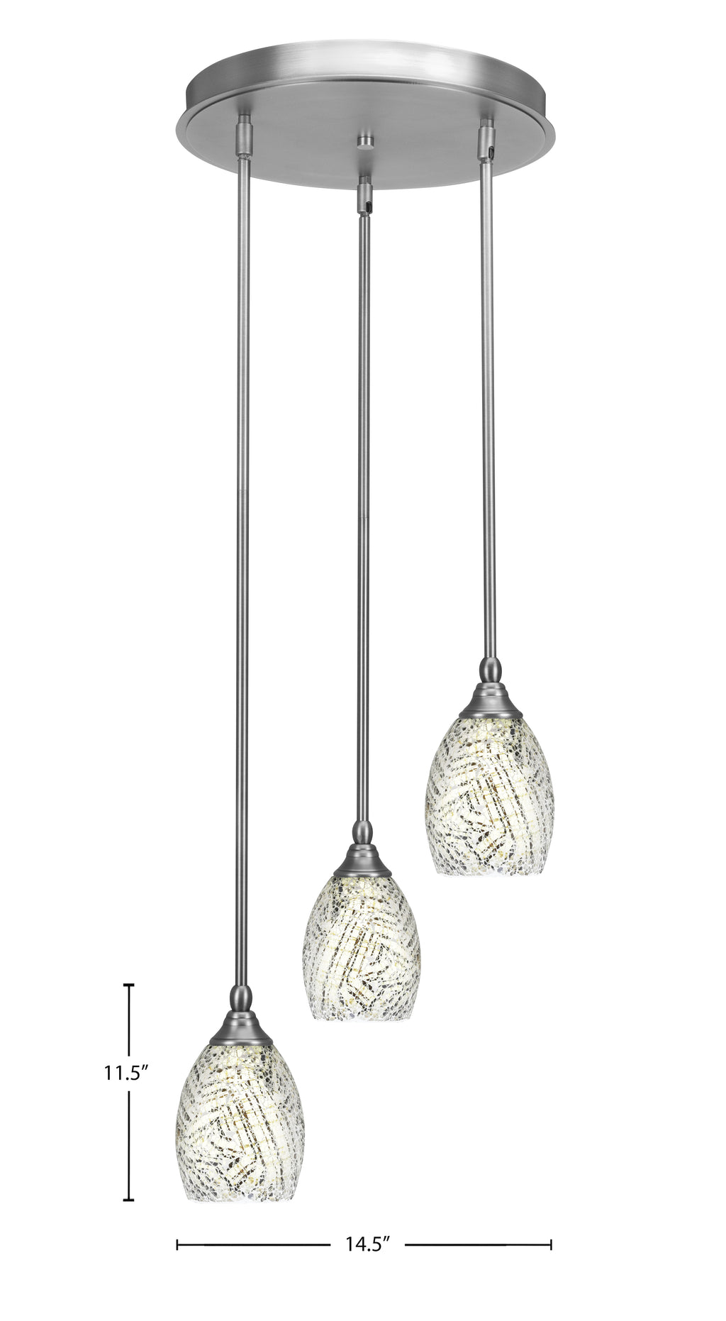 Empire Three Light Cluster Pendalier in Brushed Nickel with 5" Natural Fusion Shade