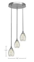 Empire Three Light Cluster Pendalier in Brushed Nickel with 5" Natural Fusion Shade