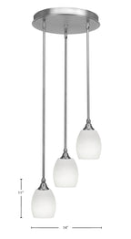 Empire Three Light Cluster Pendalier in Brushed Nickel with 5" White Linen Shade
