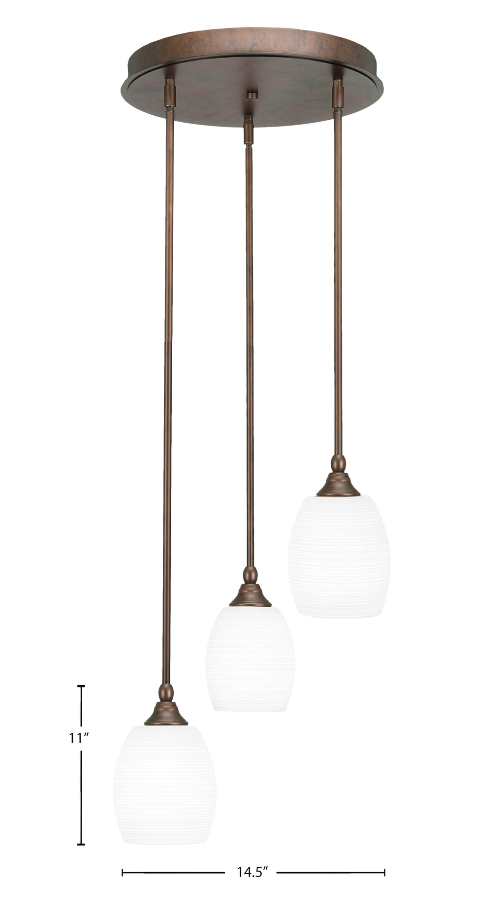 Empire Three Light Cluster Pendalier in Bronze with 5" White Matrix Shade