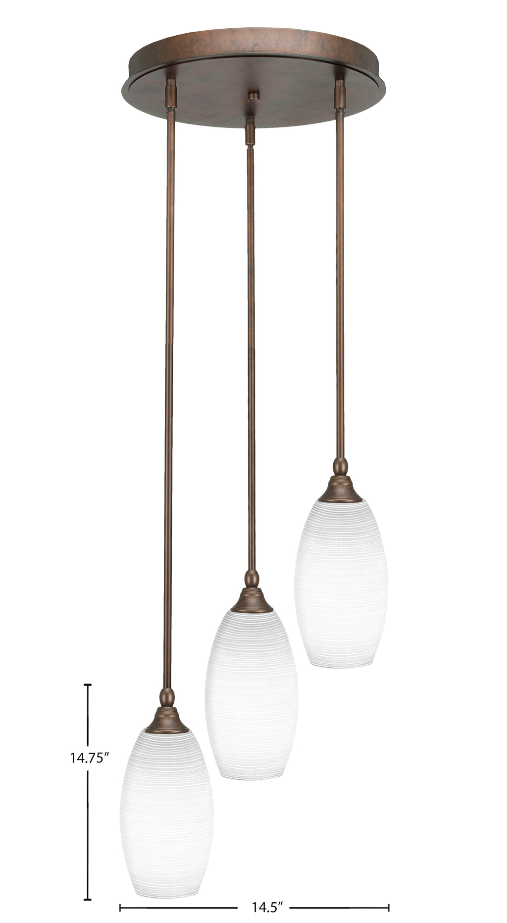 Empire Three Light Cluster Pendalier in Bronze with 5.5" White Matrix Shade
