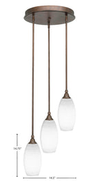 Empire Three Light Cluster Pendalier in Bronze with 5.5" White Matrix Shade