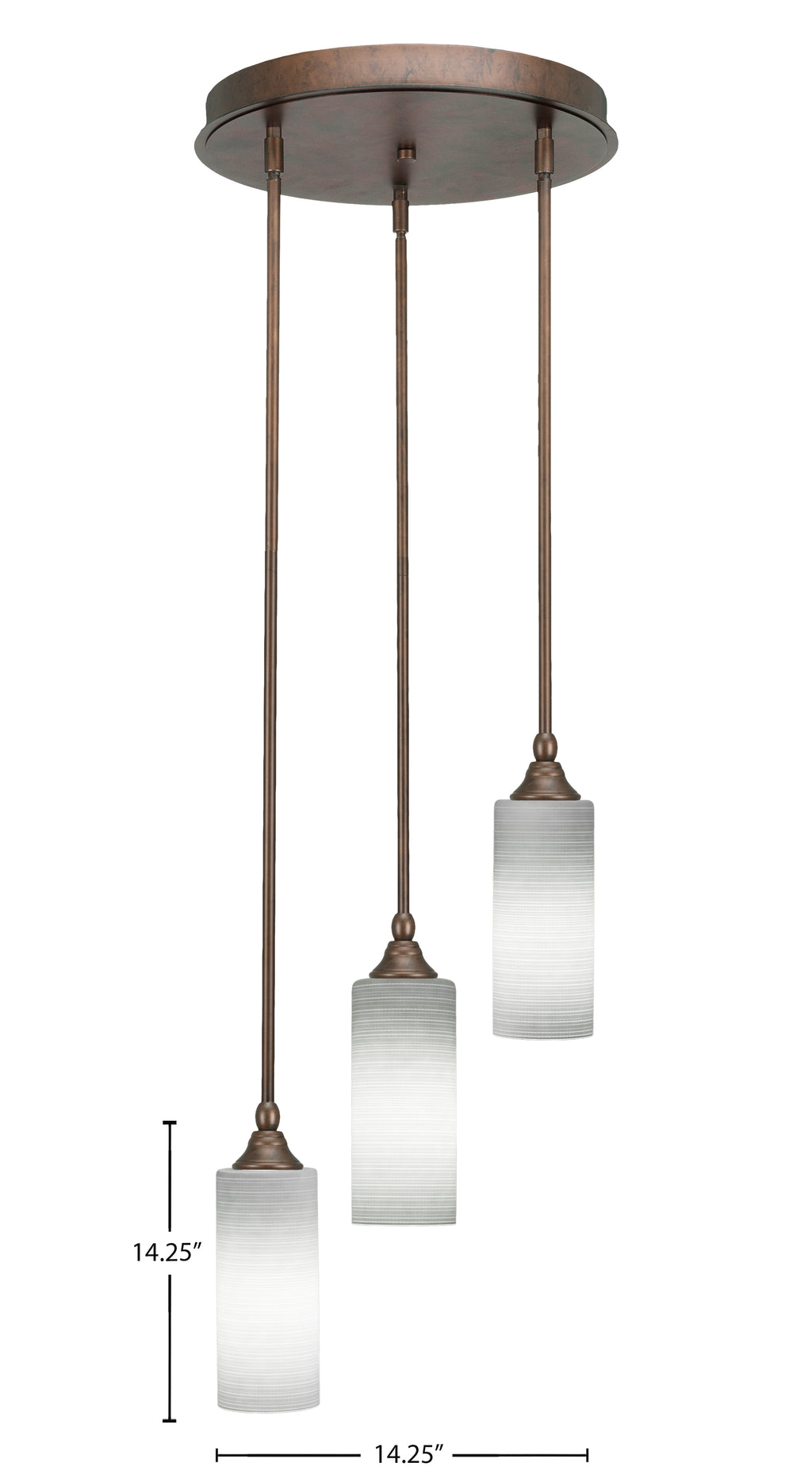 Empire Three Light Cluster Pendalier in Bronze with 4" White Matrix Shade