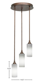 Empire Three Light Cluster Pendalier in Bronze with 4" White Matrix Shade