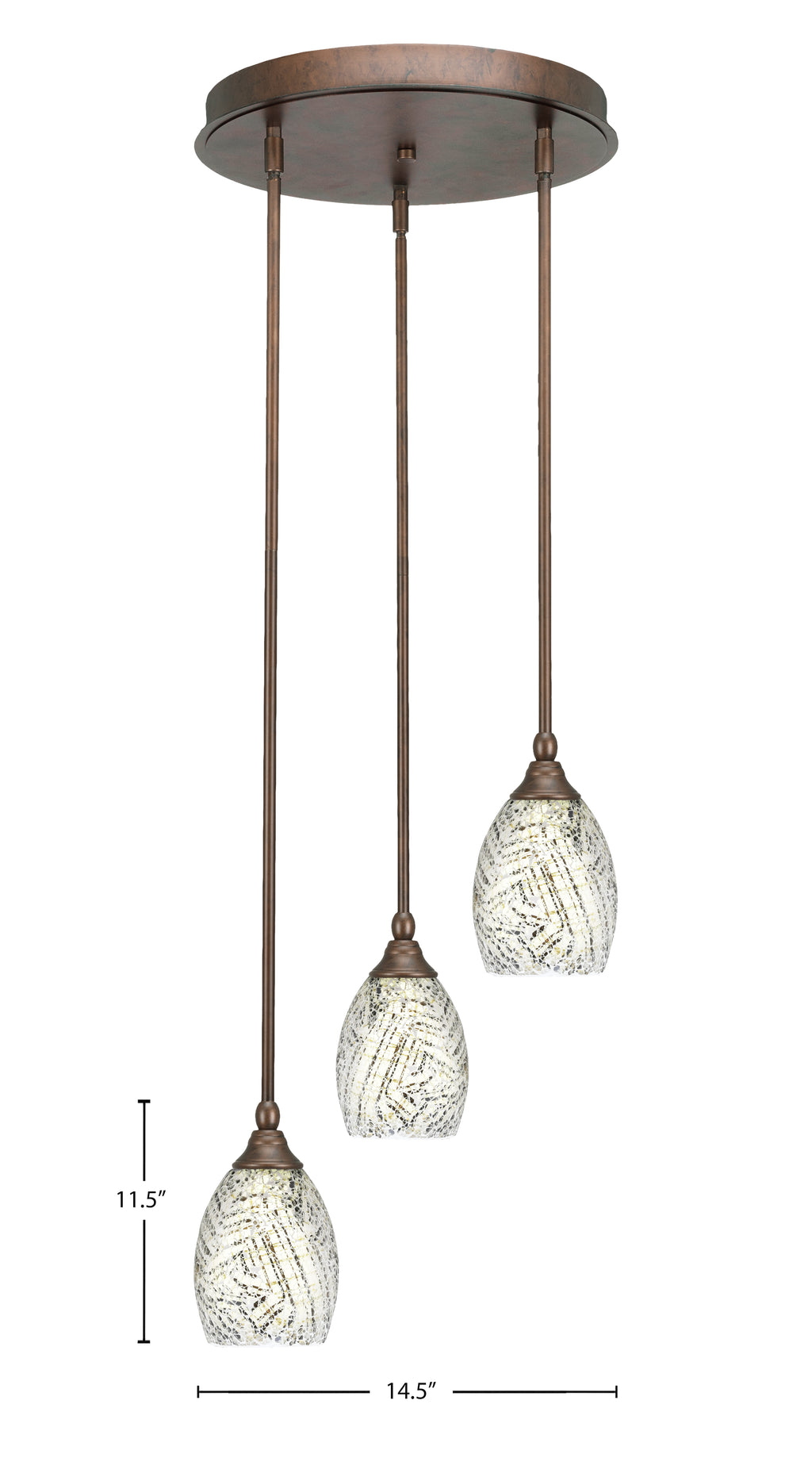 Empire Three Light Cluster Pendalier in Bronze with 5" Natural Fusion Shade