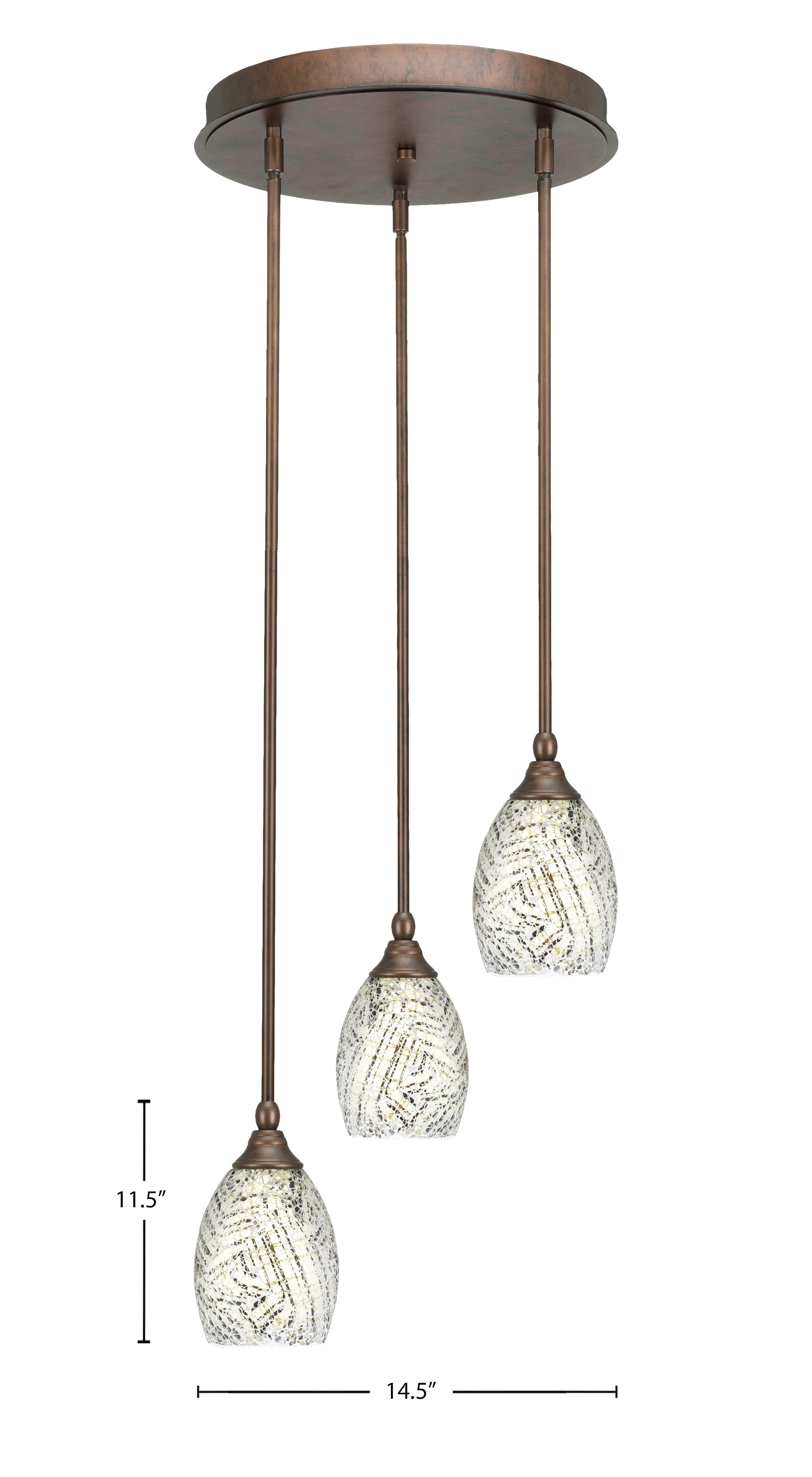 Empire Three Light Cluster Pendalier in Bronze with 5" Natural Fusion Shade