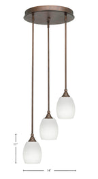 Empire Three Light Cluster Pendalier in Bronze with 5" White Linen Shade