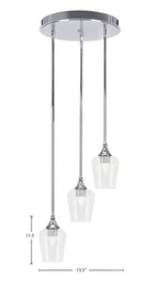 Empire Three Light Cluster Pendalier in Chrome with 5" Clear Bubble Shade