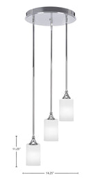 Empire Three Light Cluster Pendalier in Chrome with 4" White Marble Shade