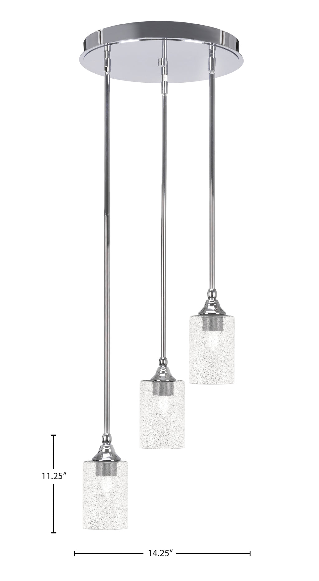 Empire Three Light Cluster Pendalier in Chrome with 4" Smoke Bubble Shade