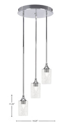 Empire Three Light Cluster Pendalier in Chrome with 4" Smoke Bubble Shade