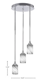 Empire Three Light Cluster Pendalier in Chrome with 4" Onyx Swirl Shade