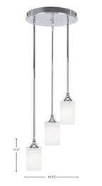 Empire Three Light Cluster Pendalier in Chrome with 4" White Muslin Shade