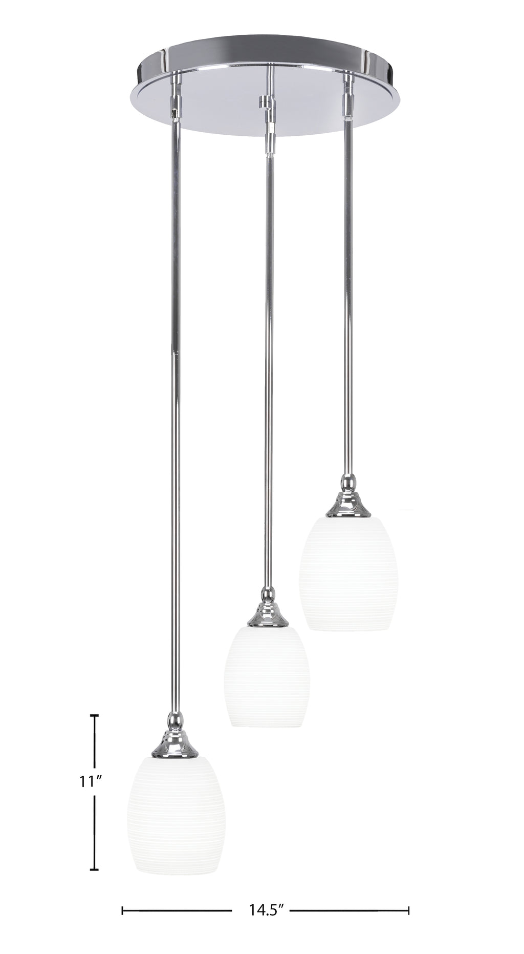 Empire Three Light Cluster Pendalier in Chrome with 5" White Matrix Shade