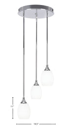 Empire Three Light Cluster Pendalier in Chrome with 5" White Matrix Shade