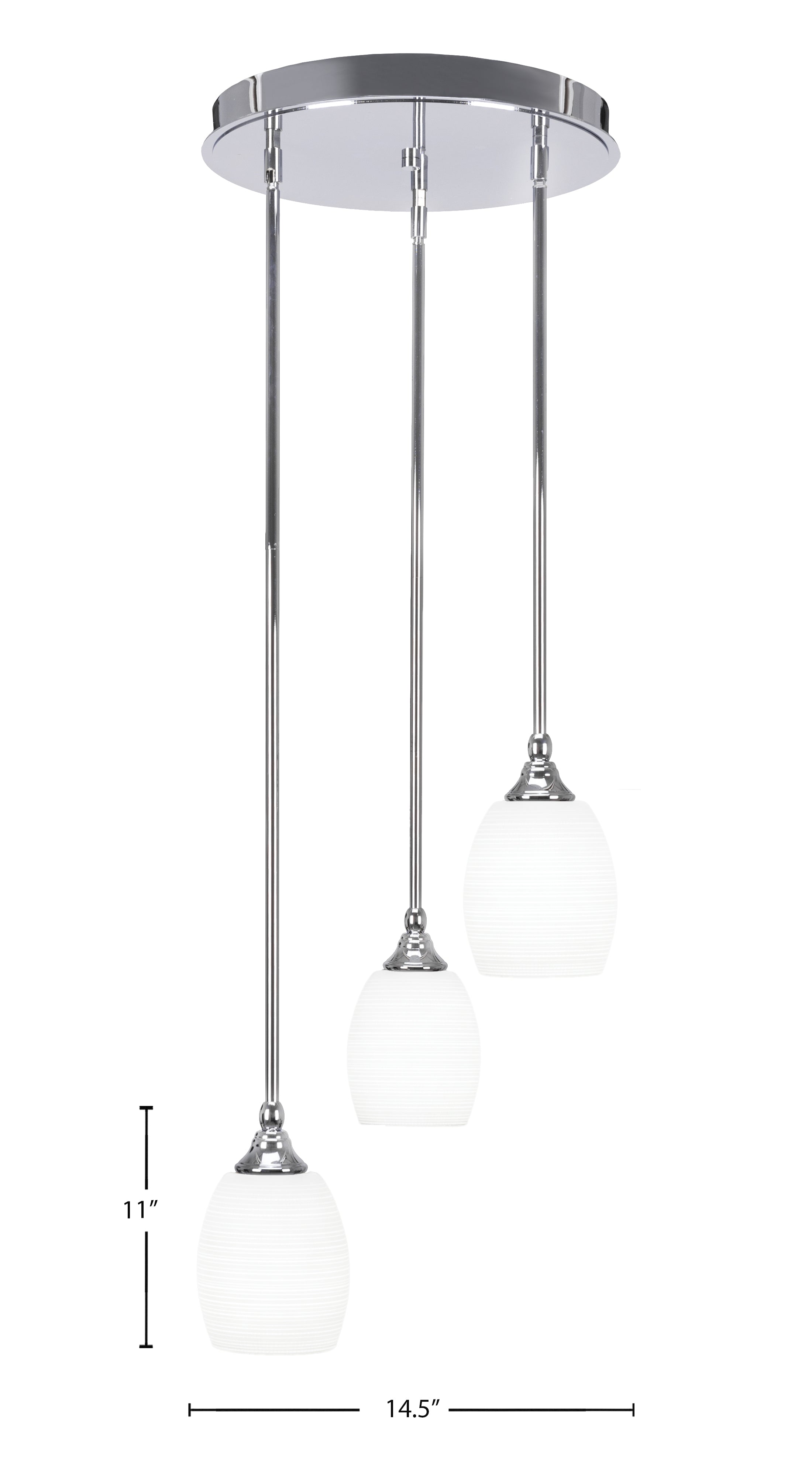 Empire Three Light Cluster Pendalier in Chrome with 5" White Matrix Shade