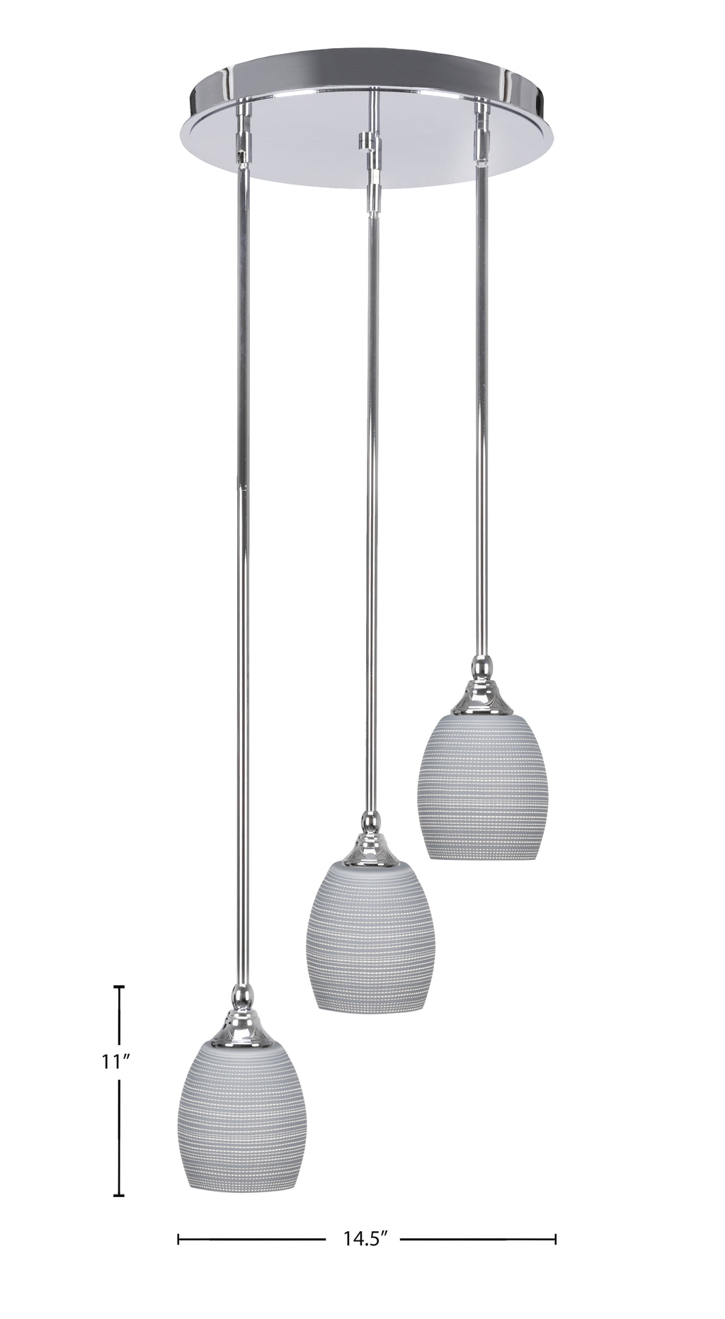 Empire Three Light Cluster Pendalier in Chrome with 5" Gray Matrix Shade