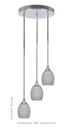 Empire Three Light Cluster Pendalier in Chrome with 5" Gray Matrix Shade