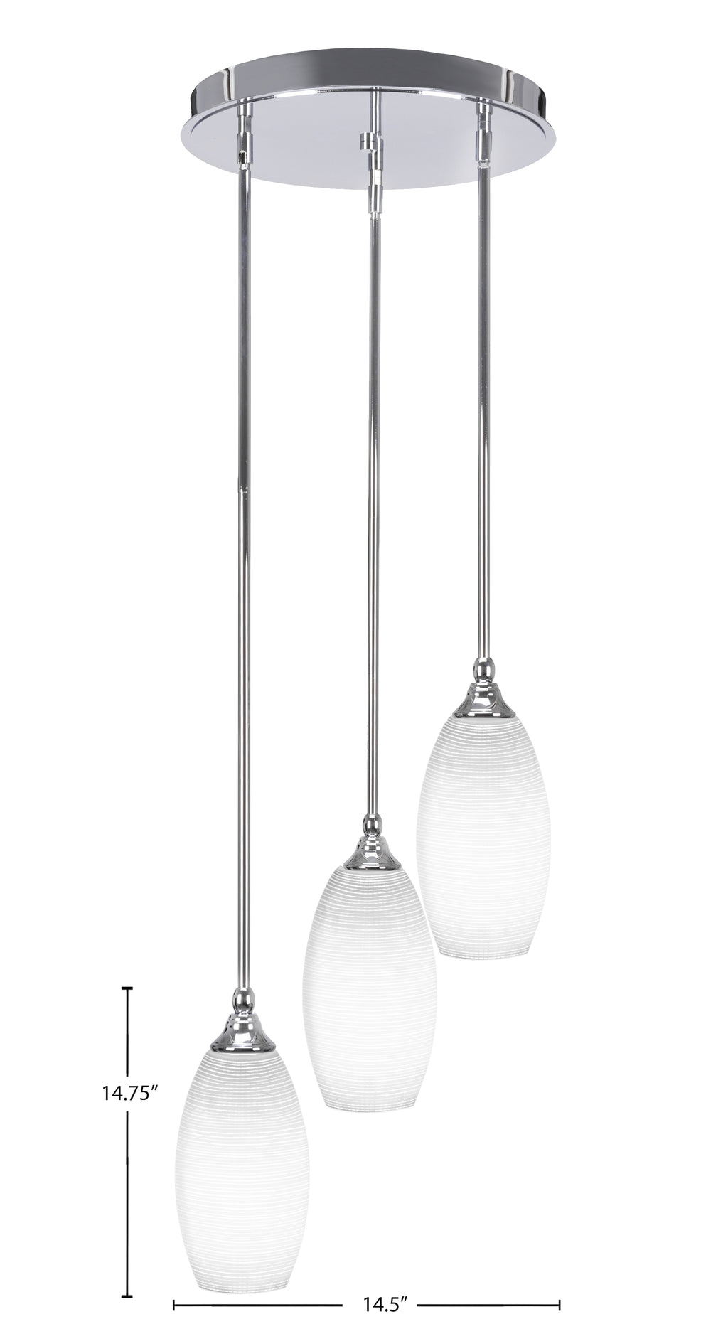 Empire Three Light Cluster Pendalier in Chrome with 5.5" White Matrix Shade