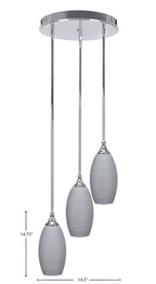 Empire Three Light Cluster Pendalier in Chrome with 5.5" Gray Matrix Shade